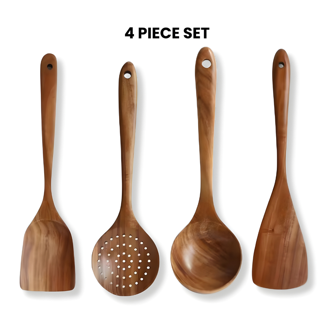 Wooden Teak Utensils Set - 50% OFF SALE