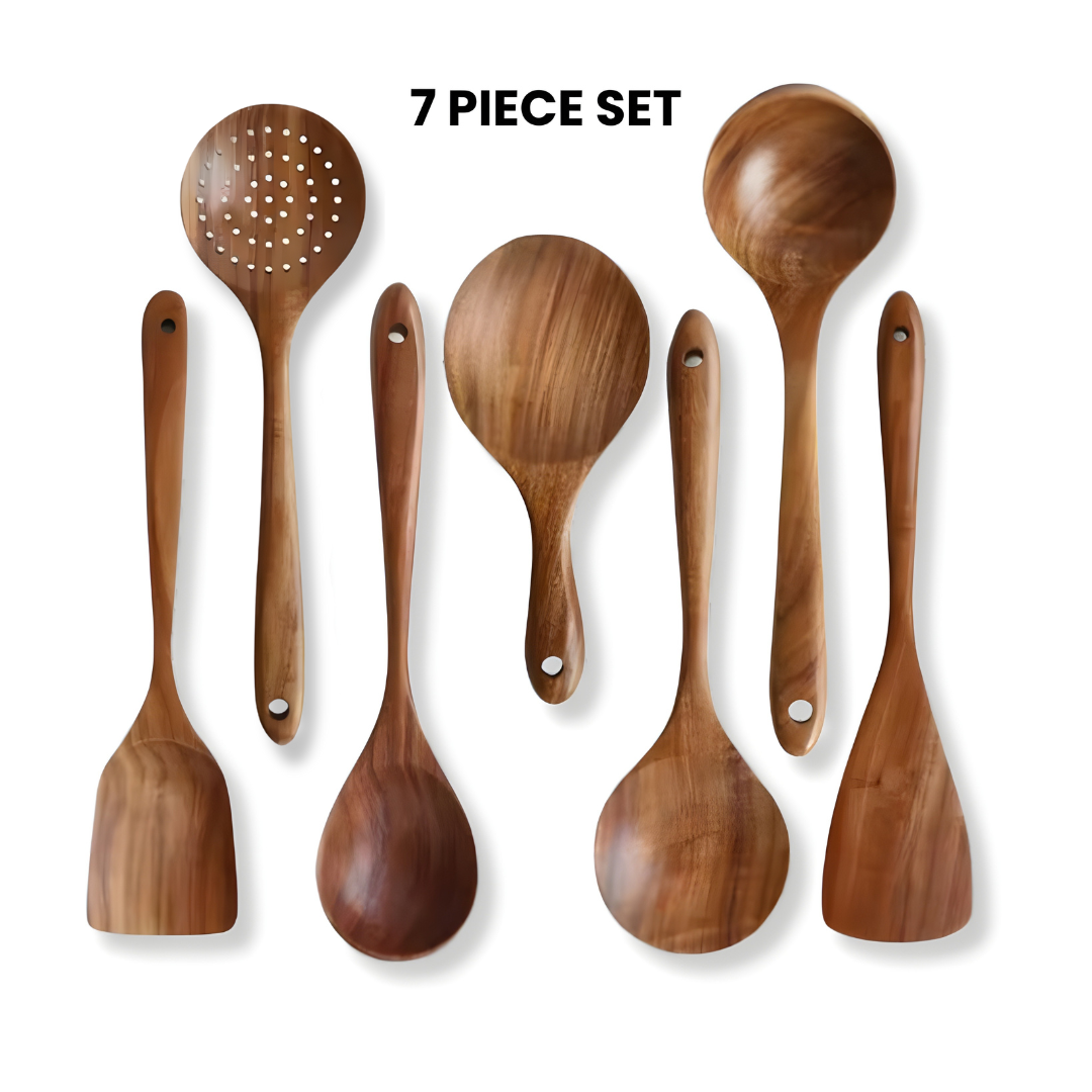 Wooden Teak Utensils Set - 50% OFF SALE