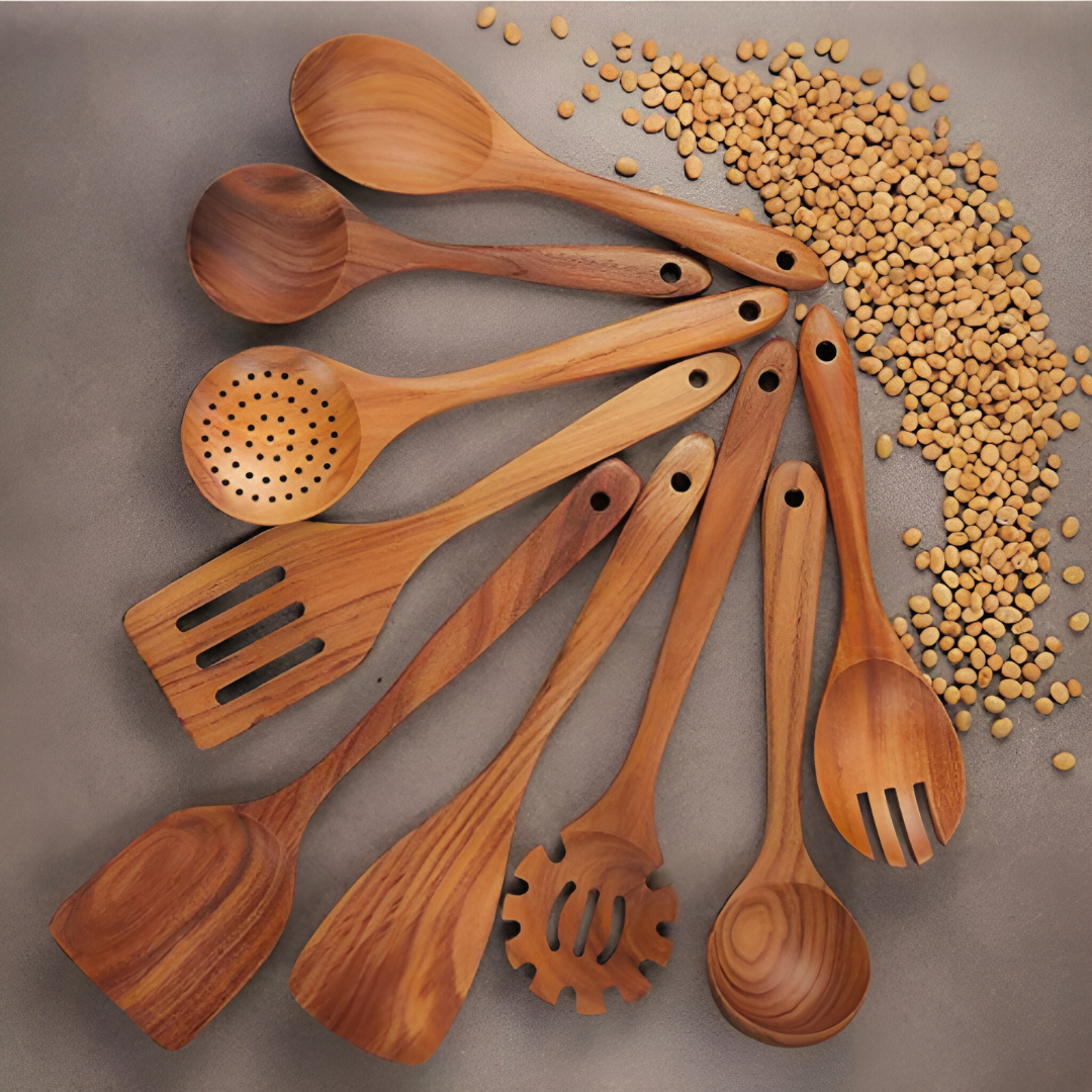 Wooden Teak Utensils Set - 50% OFF SALE