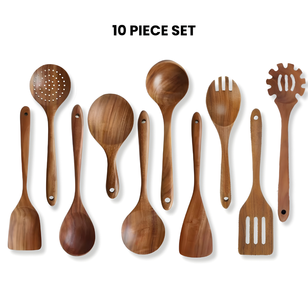 Wooden Teak Utensils Set - 50% OFF SALE
