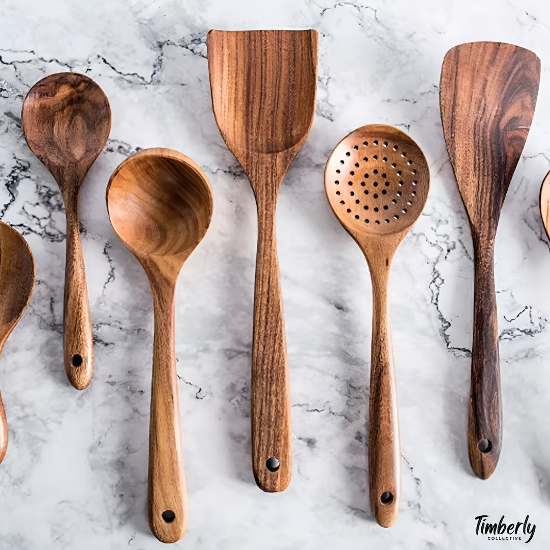 Wooden Teak Utensils Set - 50% OFF SALE