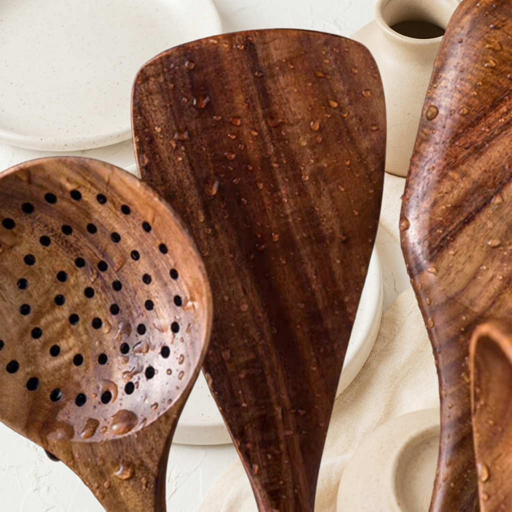 Non-Toxic Teak Wood Utensils | 10 Piece Set