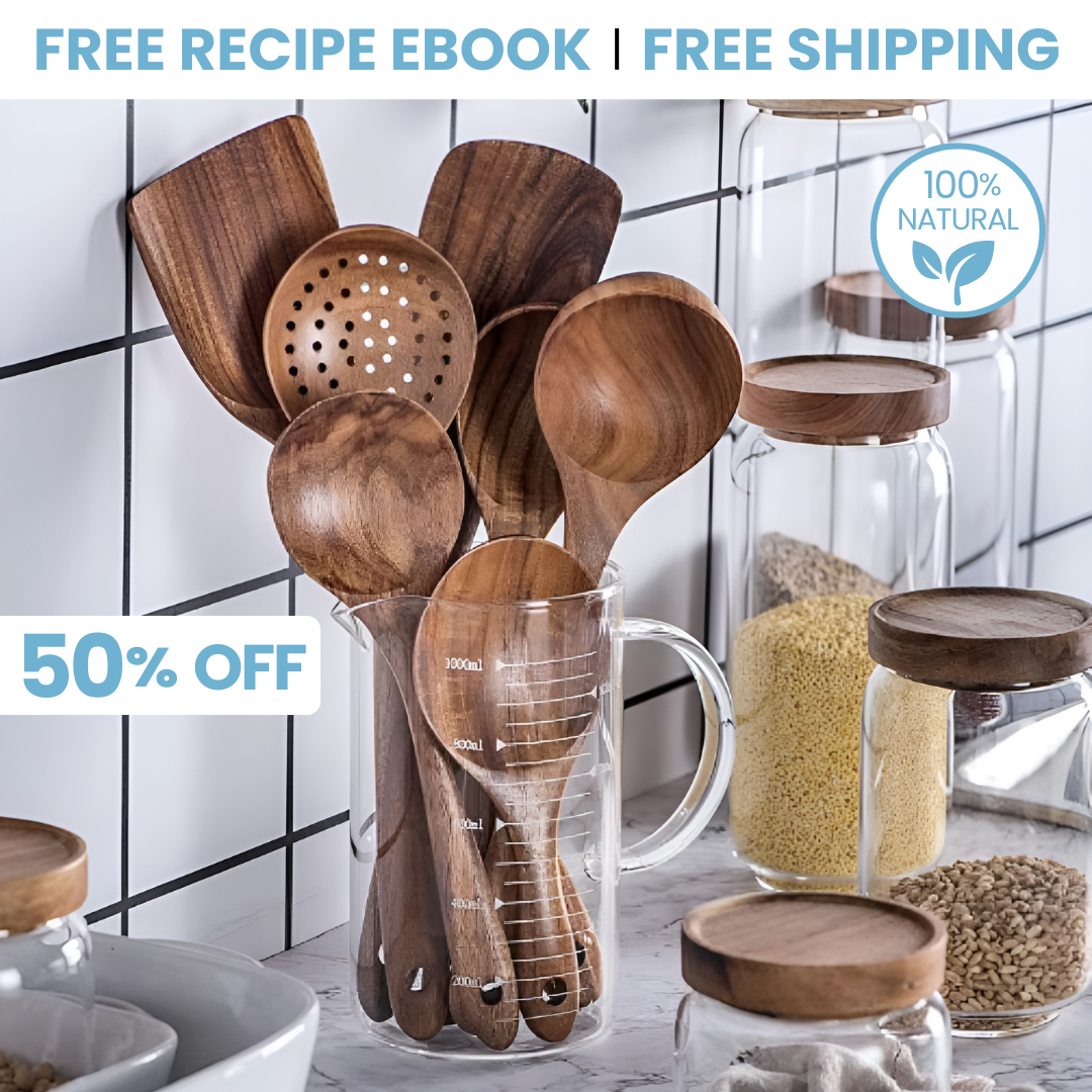 Wooden Teak Utensils Set - 50% OFF SALE