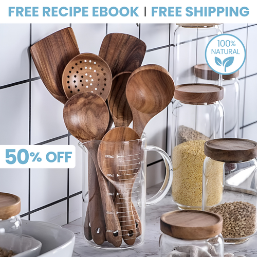 Wooden Teak Utensils Set - 50% OFF SALE