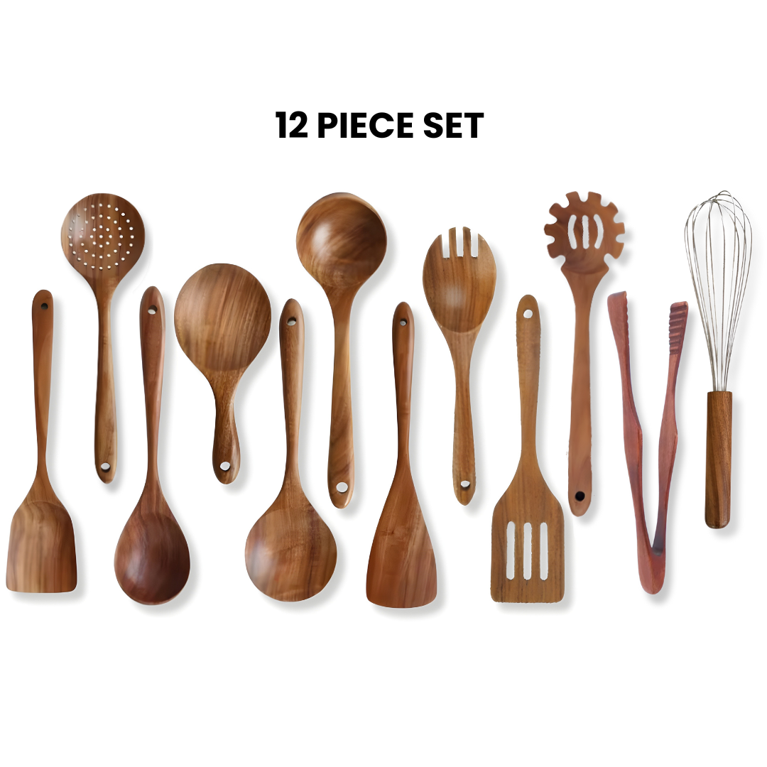 Wooden Teak Utensils Set - 50% OFF SALE