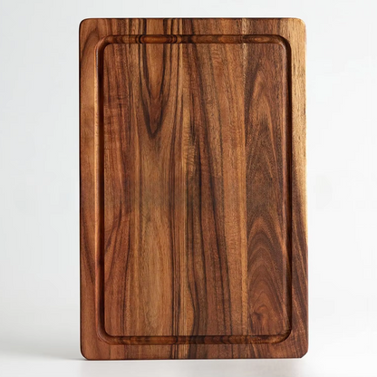Wooden cutting board on a white background