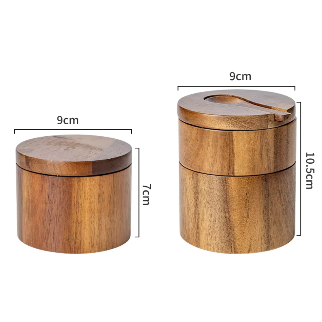 Two wooden containers with dimensions indicated on a white background